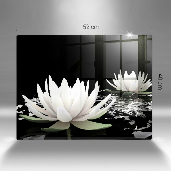 Tagliere in vetro temperato Gigli bianchi sull'acqua