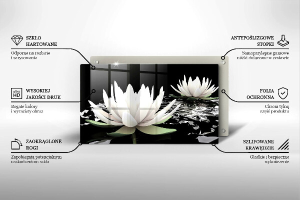 Tagliere in vetro temperato Gigli bianchi sull'acqua