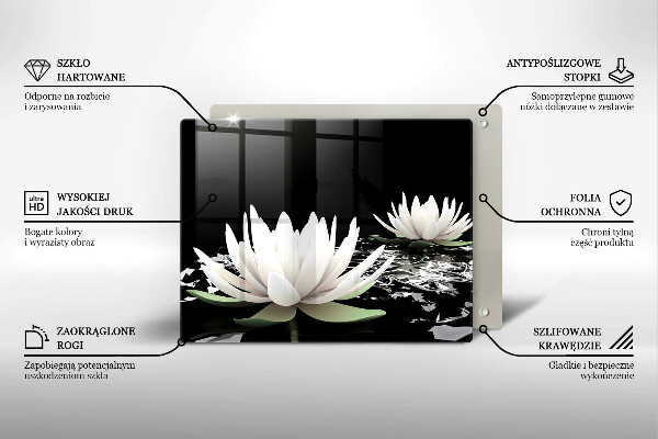 Tagliere in vetro temperato Gigli bianchi sull'acqua