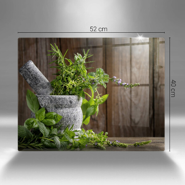 Tagliere in vetro temperato Piante erbe e legno