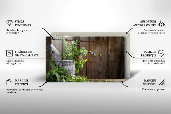 Tagliere in vetro temperato Piante erbe e legno