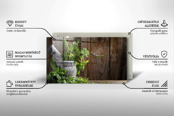 Tagliere in vetro temperato Piante erbe e legno