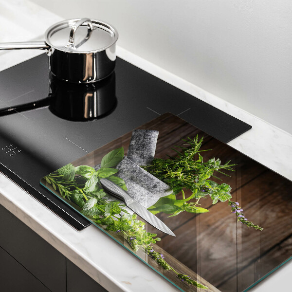 Tagliere in vetro temperato Piante erbe e legno