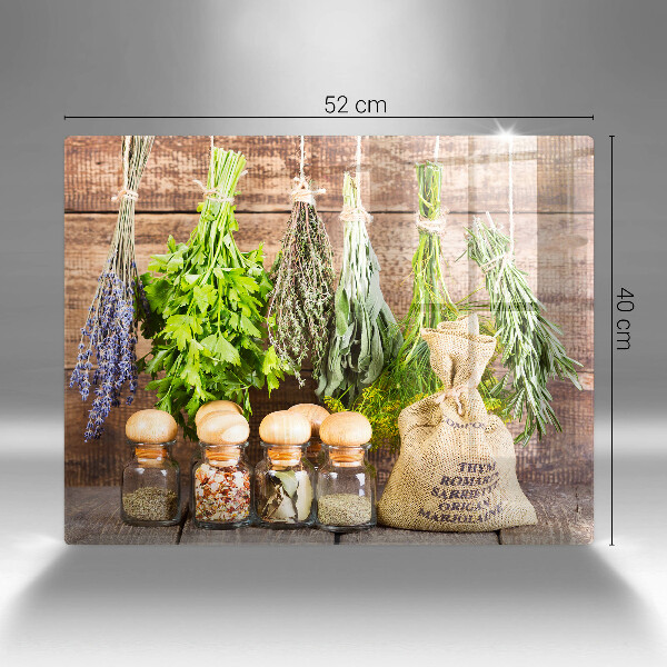 Tagliere in vetro temperato Erbe spezie e legno