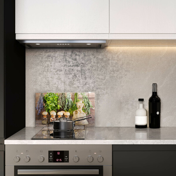 Tagliere in vetro temperato Erbe spezie e legno