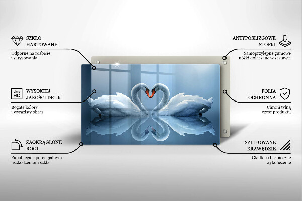 Tagliere in vetro temperato Due cuori di cigno