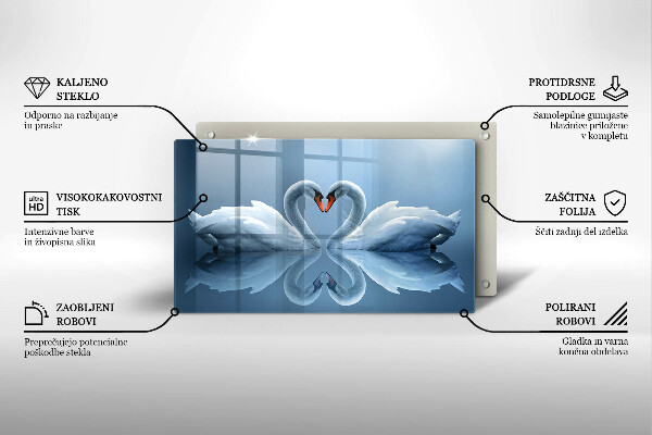 Tagliere in vetro temperato Due cuori di cigno