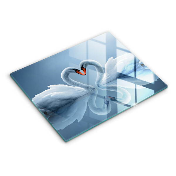 Tagliere in vetro temperato Due cuori di cigno