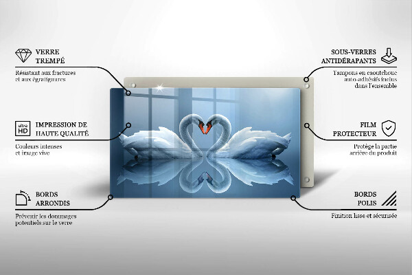 Tagliere in vetro temperato Due cuori di cigno