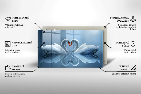 Tagliere in vetro temperato Due cuori di cigno