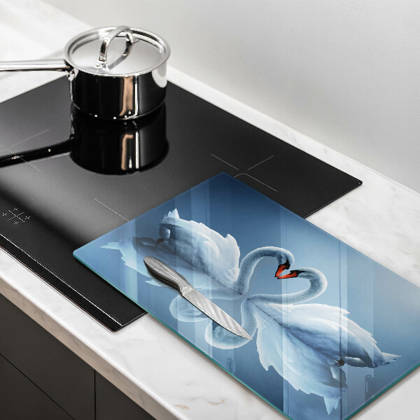 Tagliere in vetro temperato Due cuori di cigno