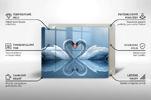 Tagliere in vetro temperato Due cuori di cigno