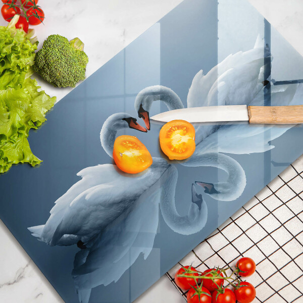 Tagliere in vetro temperato Due cuori di cigno