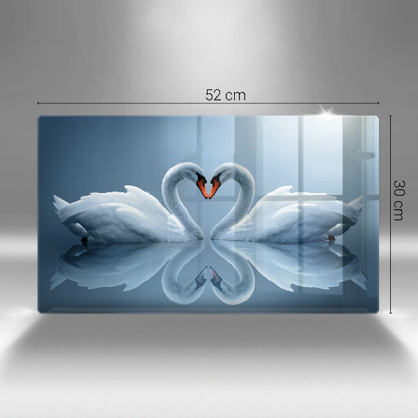 Tagliere in vetro temperato Due cuori di cigno