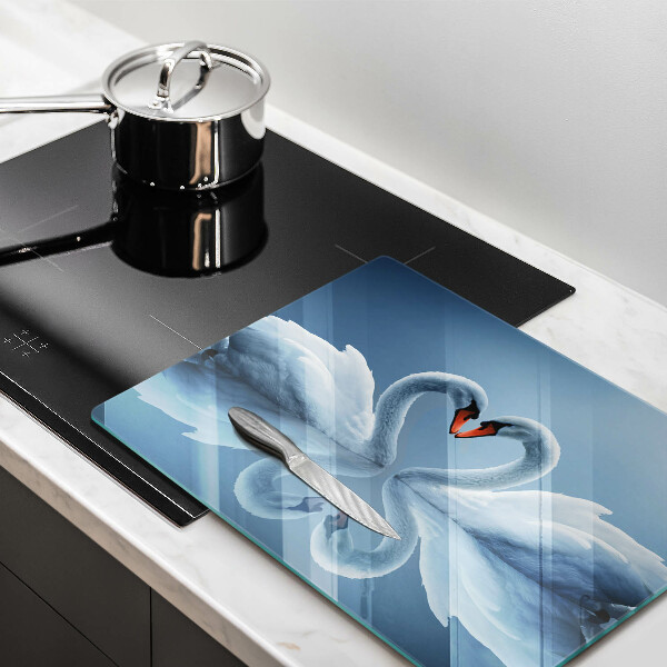 Tagliere in vetro temperato Due cuori di cigno