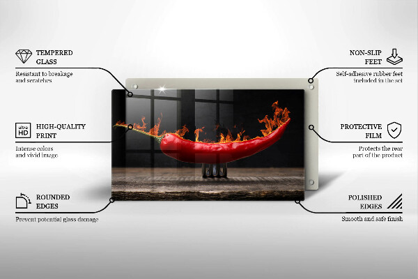 Tagliere in vetro Peperoncino piccante