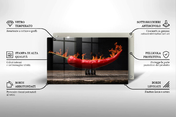 Tagliere in vetro Peperoncino piccante