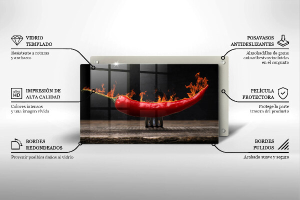 Tagliere in vetro Peperoncino piccante