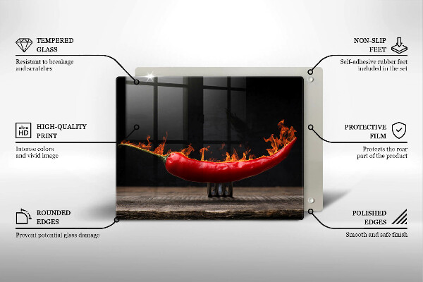 Tagliere in vetro Peperoncino piccante
