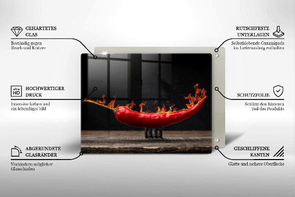 Tagliere in vetro Peperoncino piccante