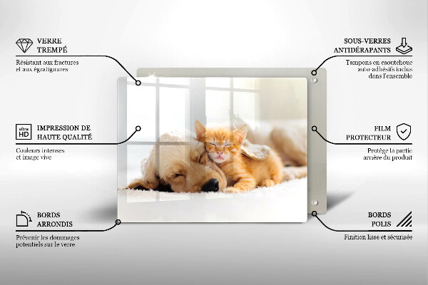 Tagliere in vetro Animali cane e gatto