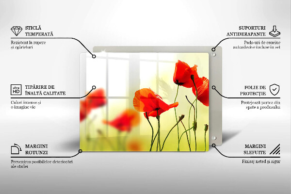 Tagliere in vetro temperato Fiori di papaveri rossi
