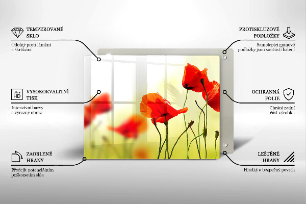 Tagliere in vetro temperato Fiori di papaveri rossi