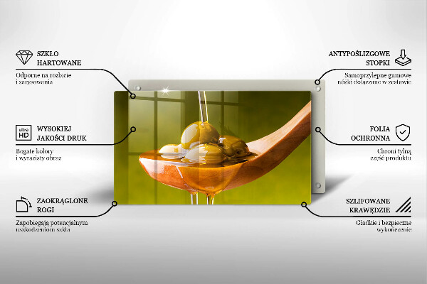 Tagliere in vetro temperato Olio d'oliva e olive