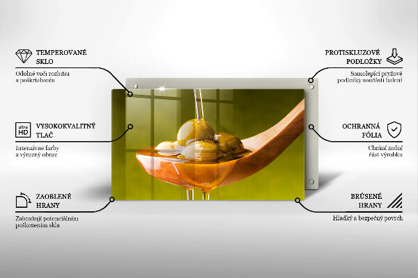 Tagliere in vetro temperato Olio d'oliva e olive