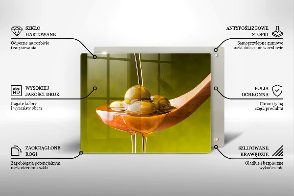 Tagliere in vetro temperato Olio d'oliva e olive