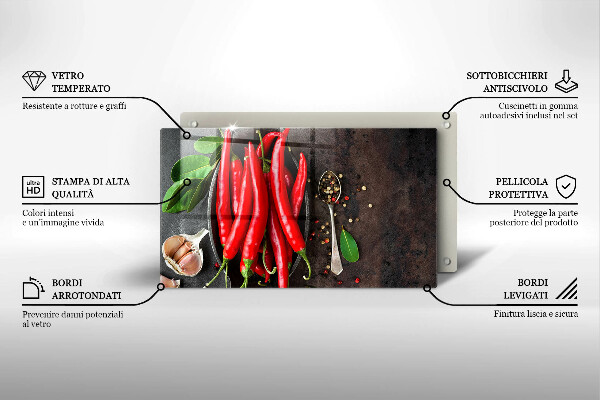 Tagliere in vetro Peperoncini rossi