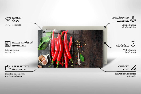 Tagliere in vetro Peperoncini rossi