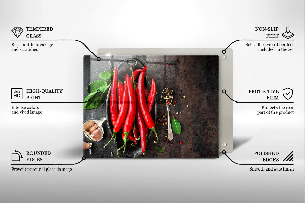 Tagliere in vetro Peperoncini rossi