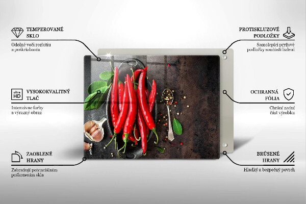 Tagliere in vetro Peperoncini rossi