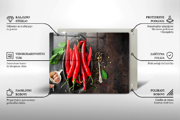 Tagliere in vetro Peperoncini rossi