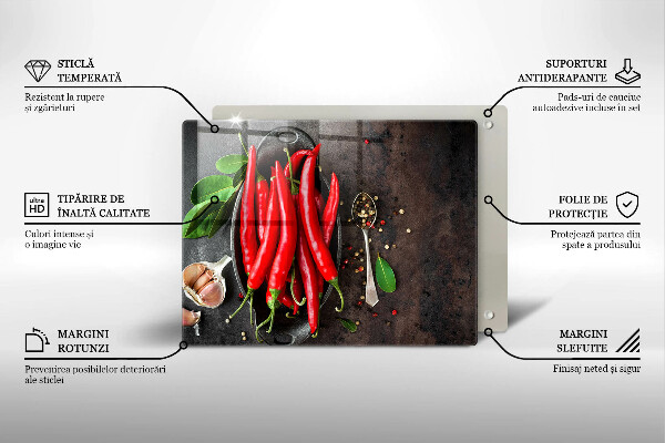 Tagliere in vetro Peperoncini rossi