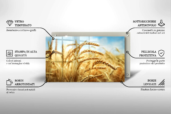 Tagliere in vetro Spighe di cereali nel campo