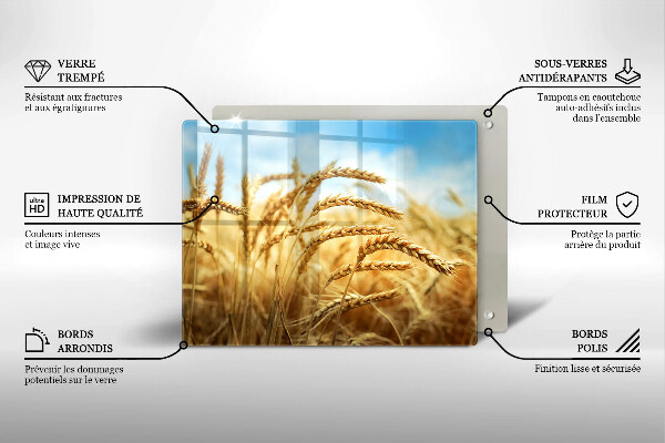 Tagliere in vetro Spighe di cereali nel campo