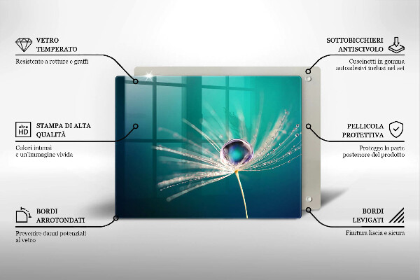 Tagliere in vetro Rugiada su un dente di leone