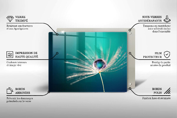 Tagliere in vetro Rugiada su un dente di leone