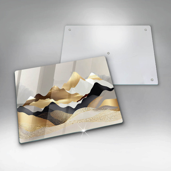 Tagliere in vetro Montagne dorate astratte