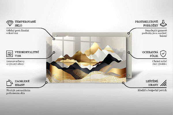 Tagliere in vetro Montagne dorate astratte