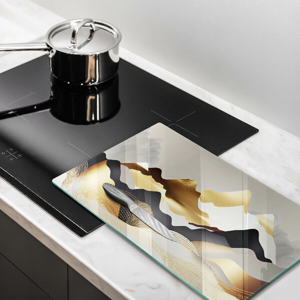 Tagliere in vetro Montagne dorate astratte