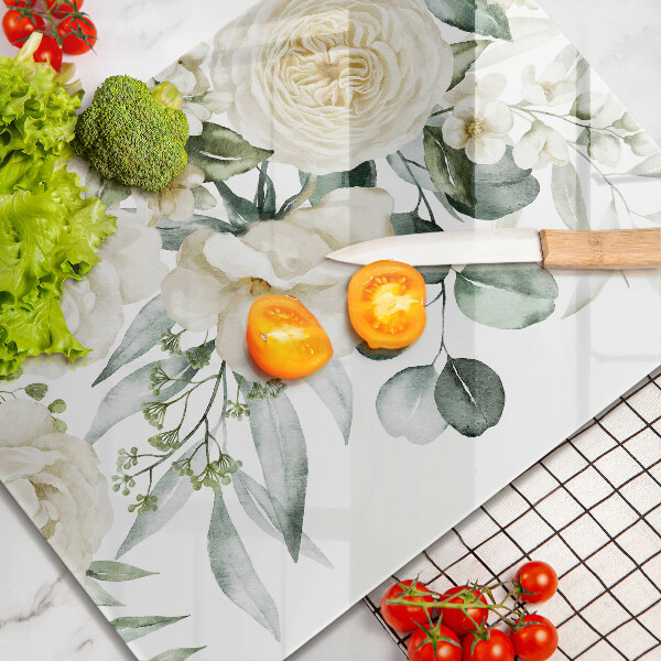 Tagliere in vetro Fiori ad acquerelli