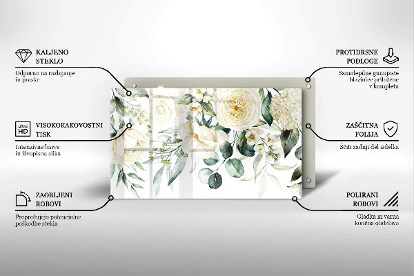 Tagliere in vetro Fiori ad acquerelli