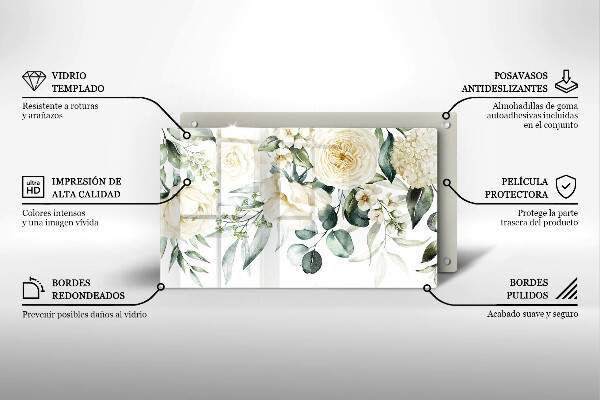 Tagliere in vetro Fiori ad acquerelli