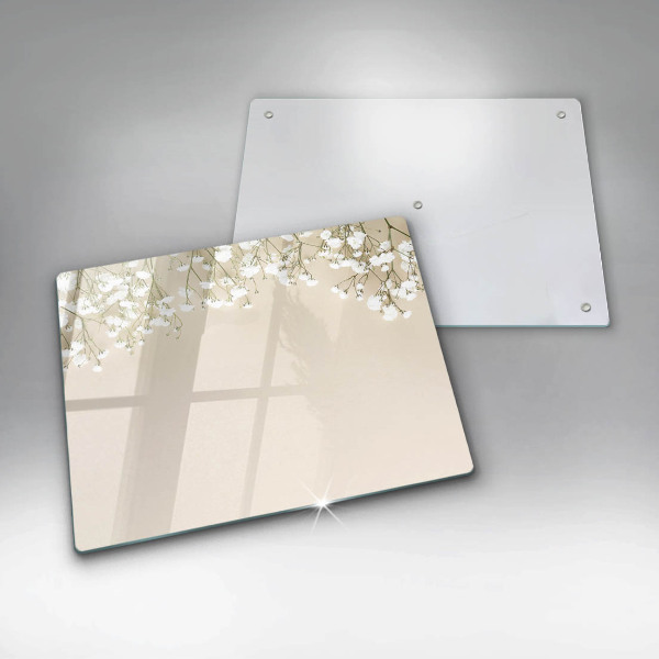 Tagliere in vetro Fiori boho in gesso