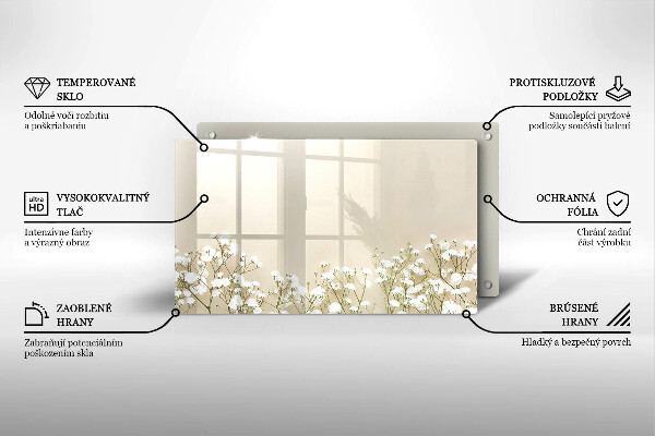 Tagliere in vetro Fiori boho in gesso