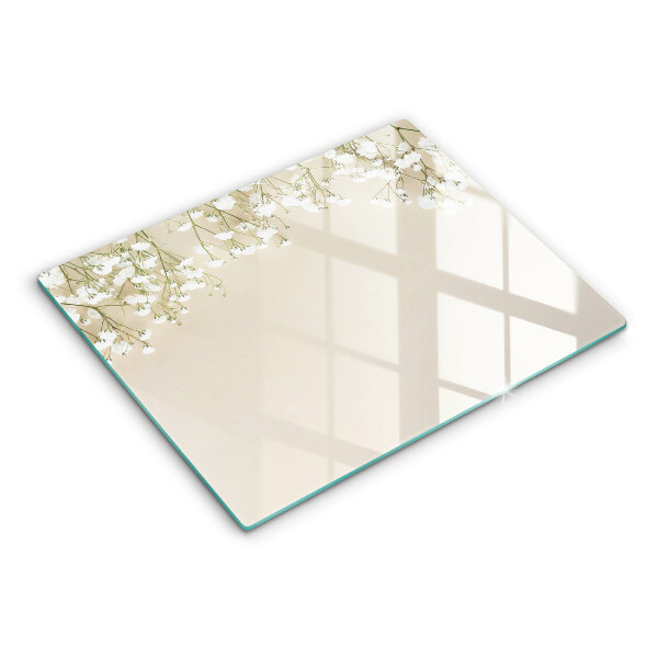 Tagliere in vetro Fiori boho in gesso