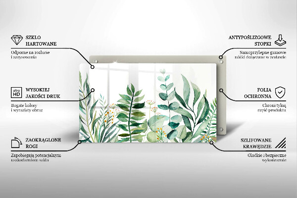 Tagliere in vetro Illustrazione delle foglie delle piante